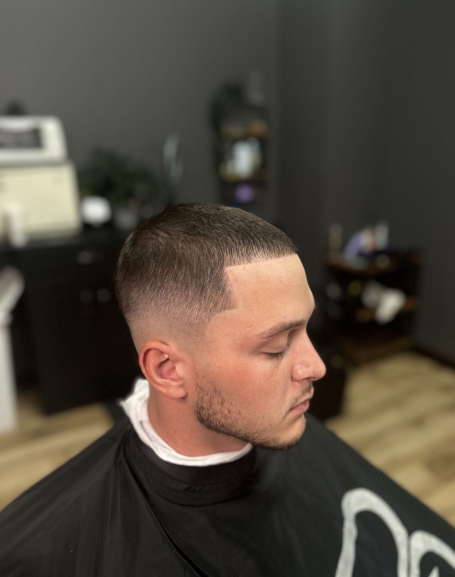 Clean crew cut with sharp lineup